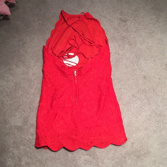 Petite Red  lace halter Bodycon Dress - Picture 2 of 3